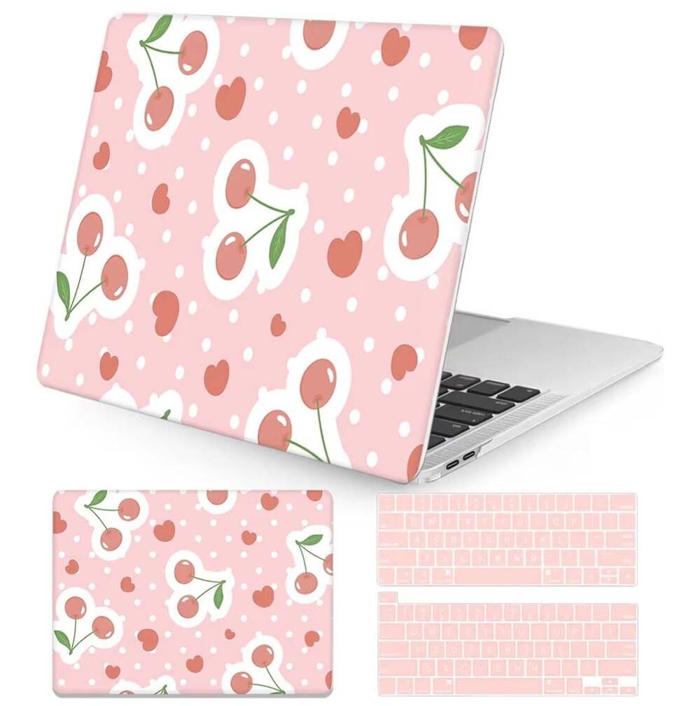 Seorsok Pink Cherry Hard Shell Case with Keyboard Cover for MacBook Pro 13‎ inch